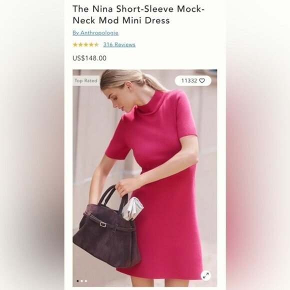 NWT Size MP -The Nina Short-Sleeve Mock-Neck Mod Mini sweater Dress (NWT US$148) - Picture 16 of 16